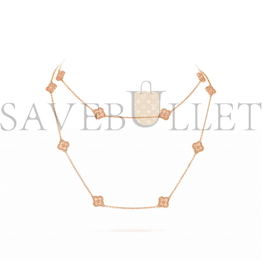 V*N CL*F arpels sweet alhambra long necklace, 16 motifs - rose gold  vcaro8dg00